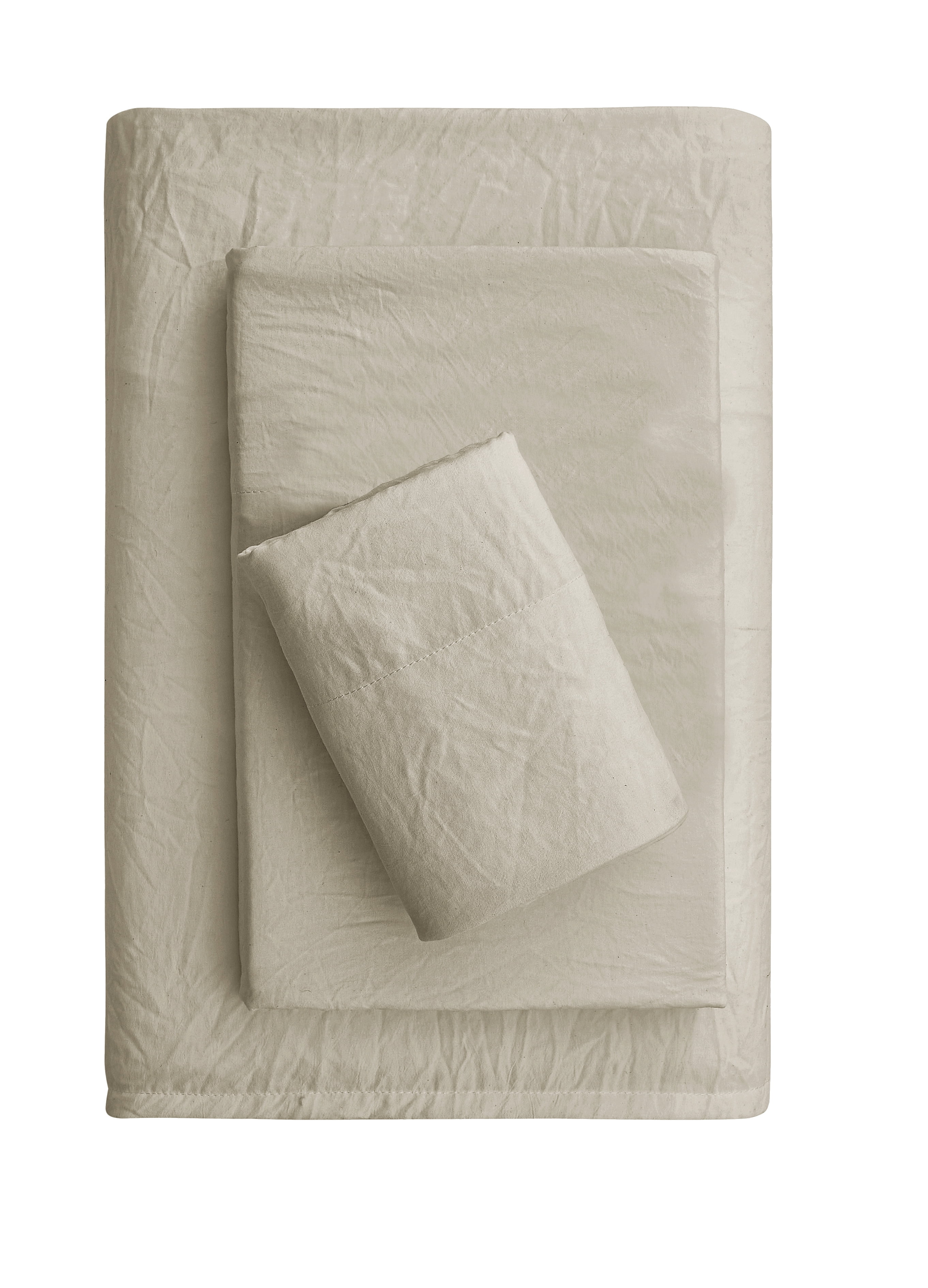 Mainstays Washed Ultra Soft Microfiber Bed Sheet Set, Twin-XL, Papyrus Beige, 3 Piece