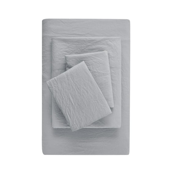 Mainstays Washed Ultra Soft Microfiber Bed Sheet Set, Twin-XL, Soft Silver, 3 Piece