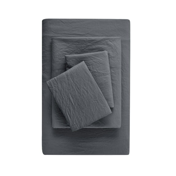 Mainstays Washed Ultra Soft Microfiber Bed Sheet Set, Twin-XL, Soothing Grey, 3 Piece