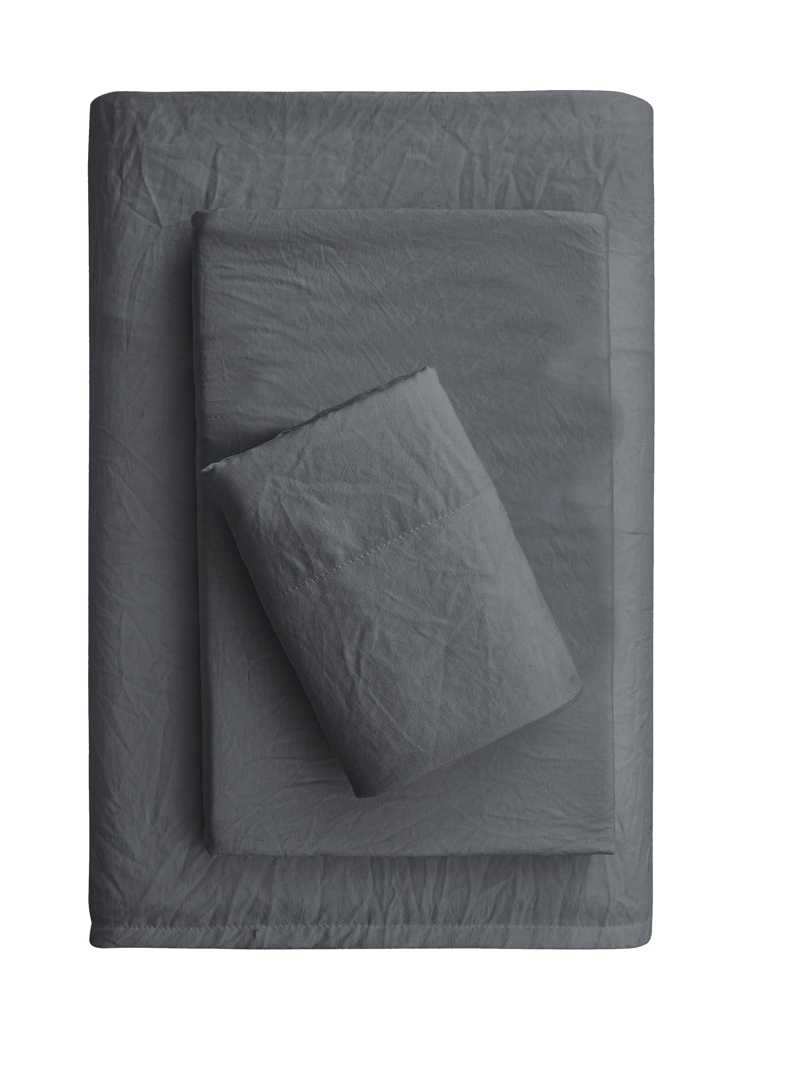 Mainstays Washed Ultra Soft Microfiber Bed Sheet Set, Twin-XL, Soothing Grey, 3 Piece