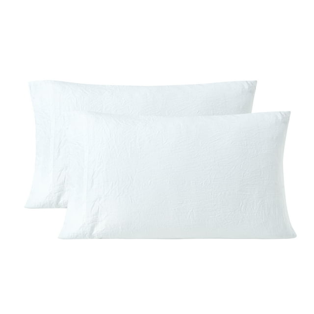 Mainstays Washed Ultra Soft Microfiber Pillowcase Set, King, Arctic White, 2 Piece