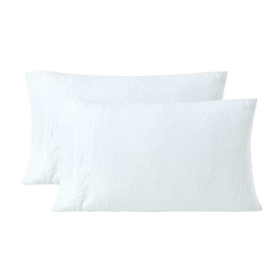 Mainstays Washed Ultra Soft Microfiber Pillowcase Set, Standard/Queen, Arctic White, 2 Piece