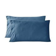 Mainstays Washed Ultra Soft Microfiber Pillowcase Set, Standard/Queen, Washed Indigo, 2 Piece