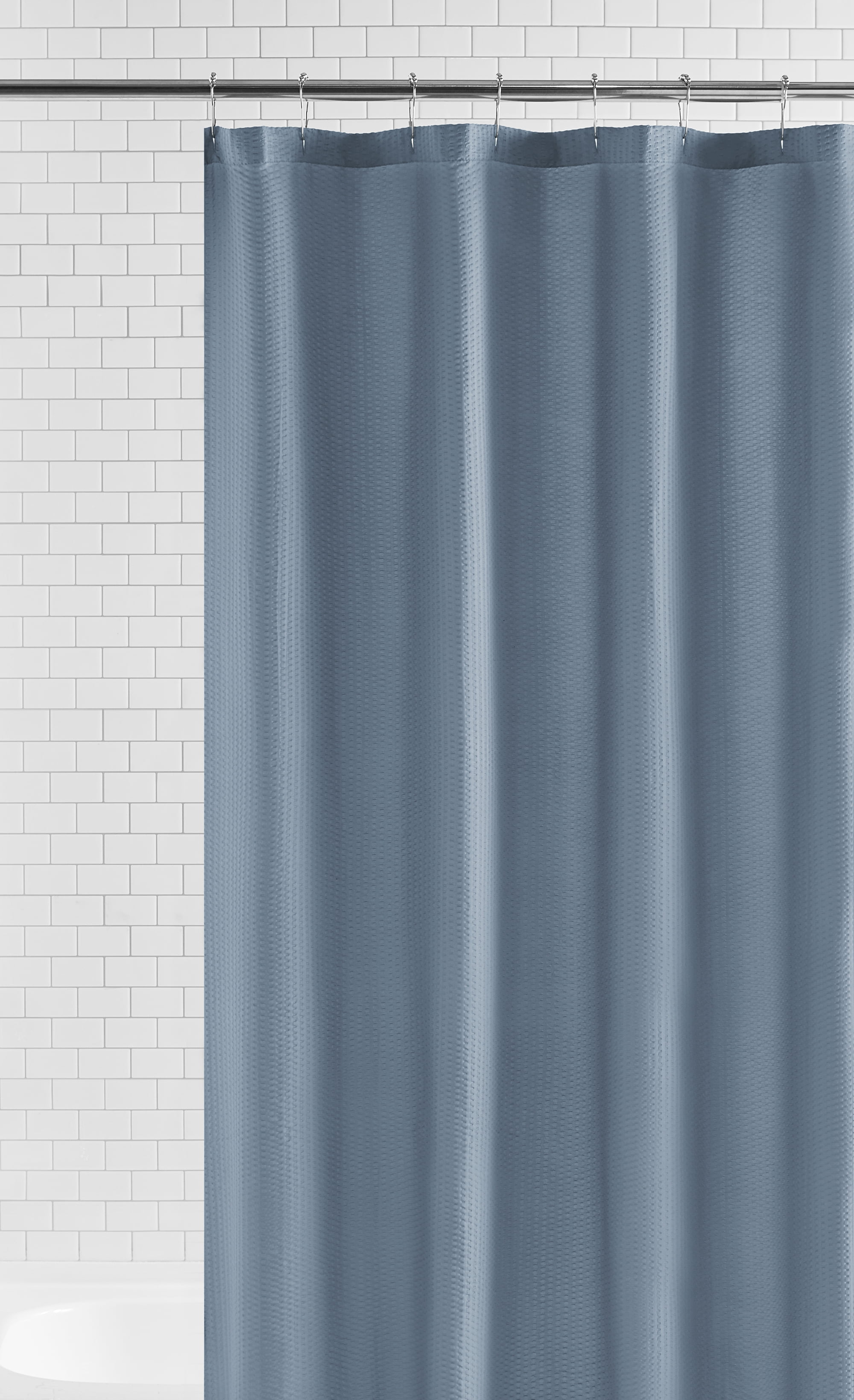 Mainstays Water Repellent Microfiber Fabric Shower Liner, 70 x 72 in., Blue