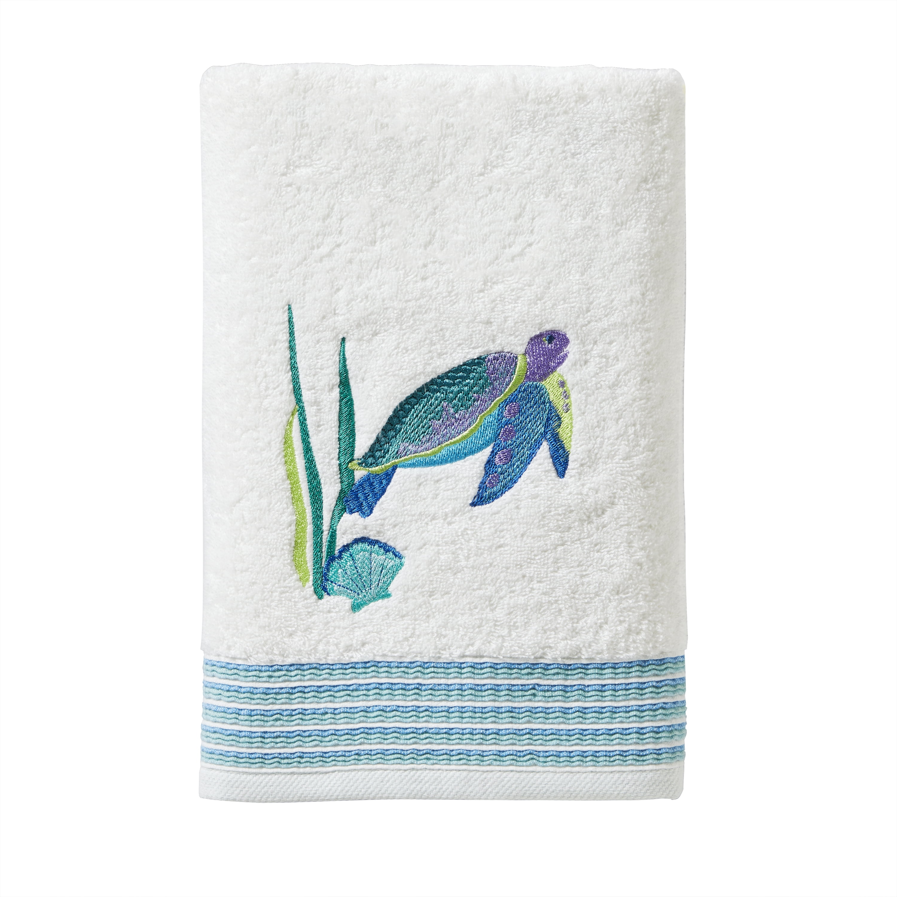 Mainstays 2 Piece Cotton Bath and Hand Towel Set, Watercolor Ocean