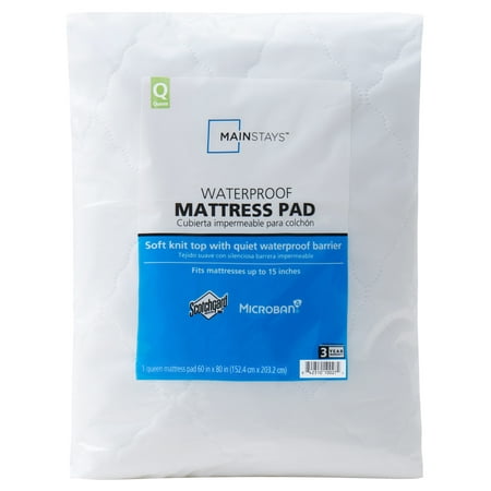 Mainstays Waterproof Mattress Pad, Queen, 80 in x 60 in