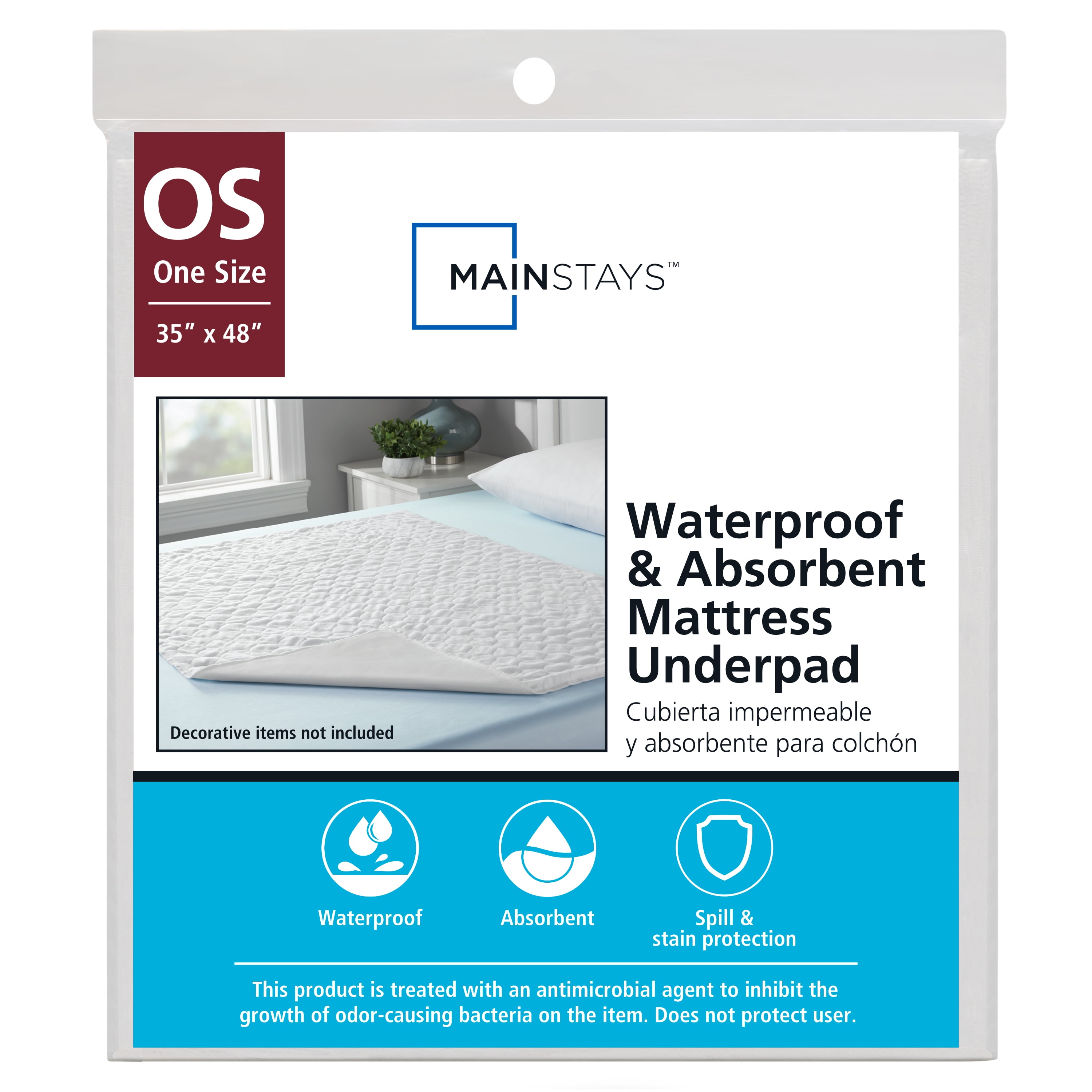 Mainstays Waterproof and Absorbent Mattress Underpad, One size, Size: 35 inch x 48 inch