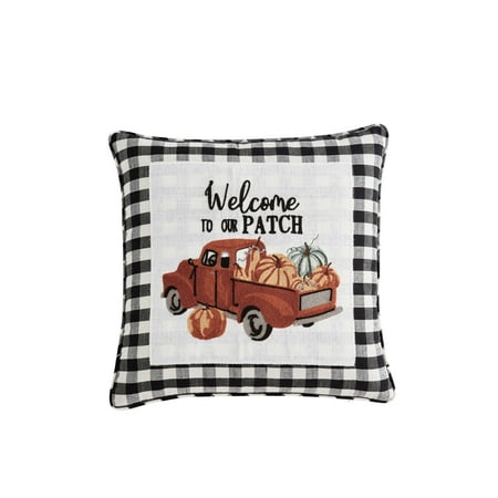Mainstays Welcome Truck Patch Decorative Pillow, 18” x 18”, 1 Piece