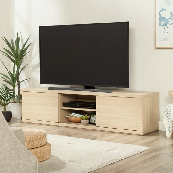 Mainstays Westley Sliding Door TV Stand for TVs up to 75”, Spring Pine Finish