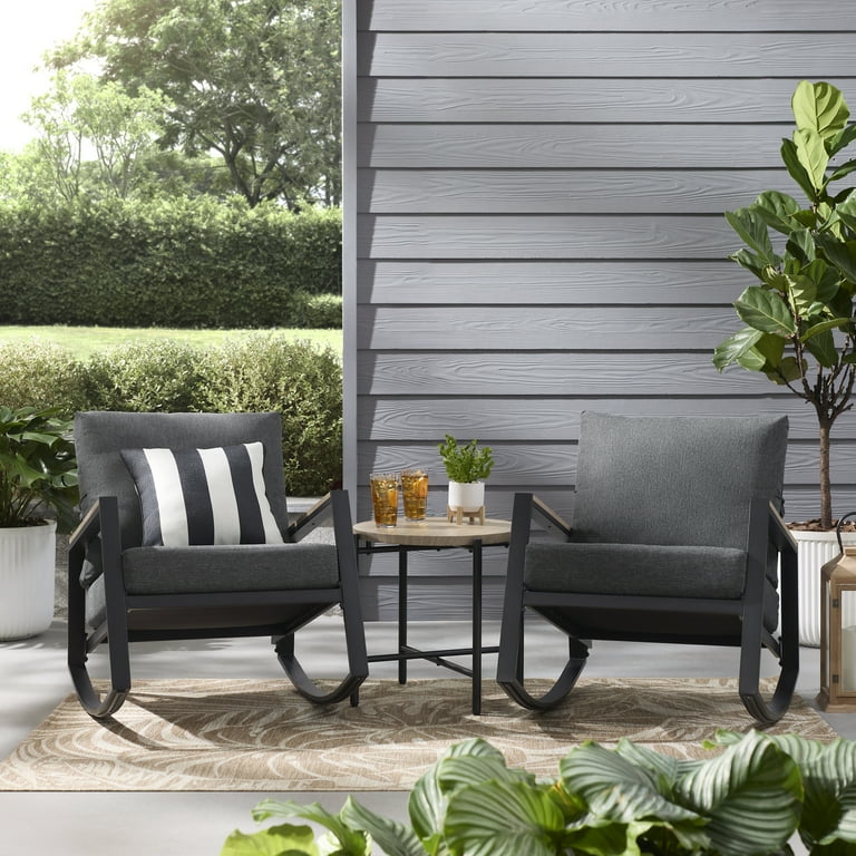 Mainstays Westmont 3-Piece Outdoor Rocker Set, Black - Walmart.com