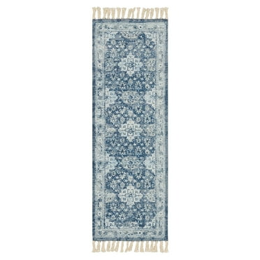 Mainstays Wexford Vintage Indoor Runner Rug, Navy, 20” x 60”