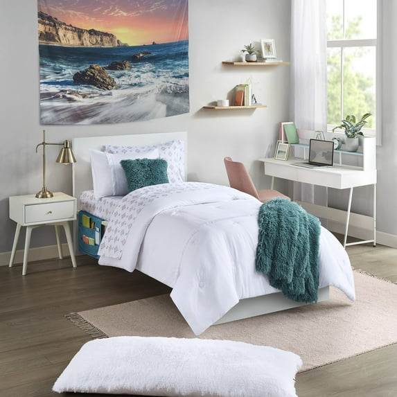 Mainstays White 11 Piece Bed in a Bag Comforter Set with Sheets, Twin-XL