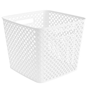 Mainstays Cube Decorative Plastic Storage Basket, Arctic White
