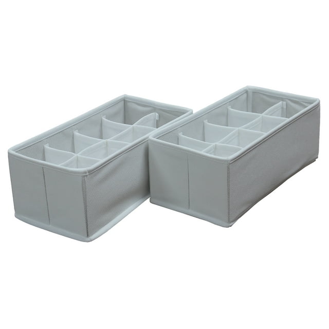 Mainstays White 2 Pack 8 Compartment Fabric Drawer Organizer, 12" x 6