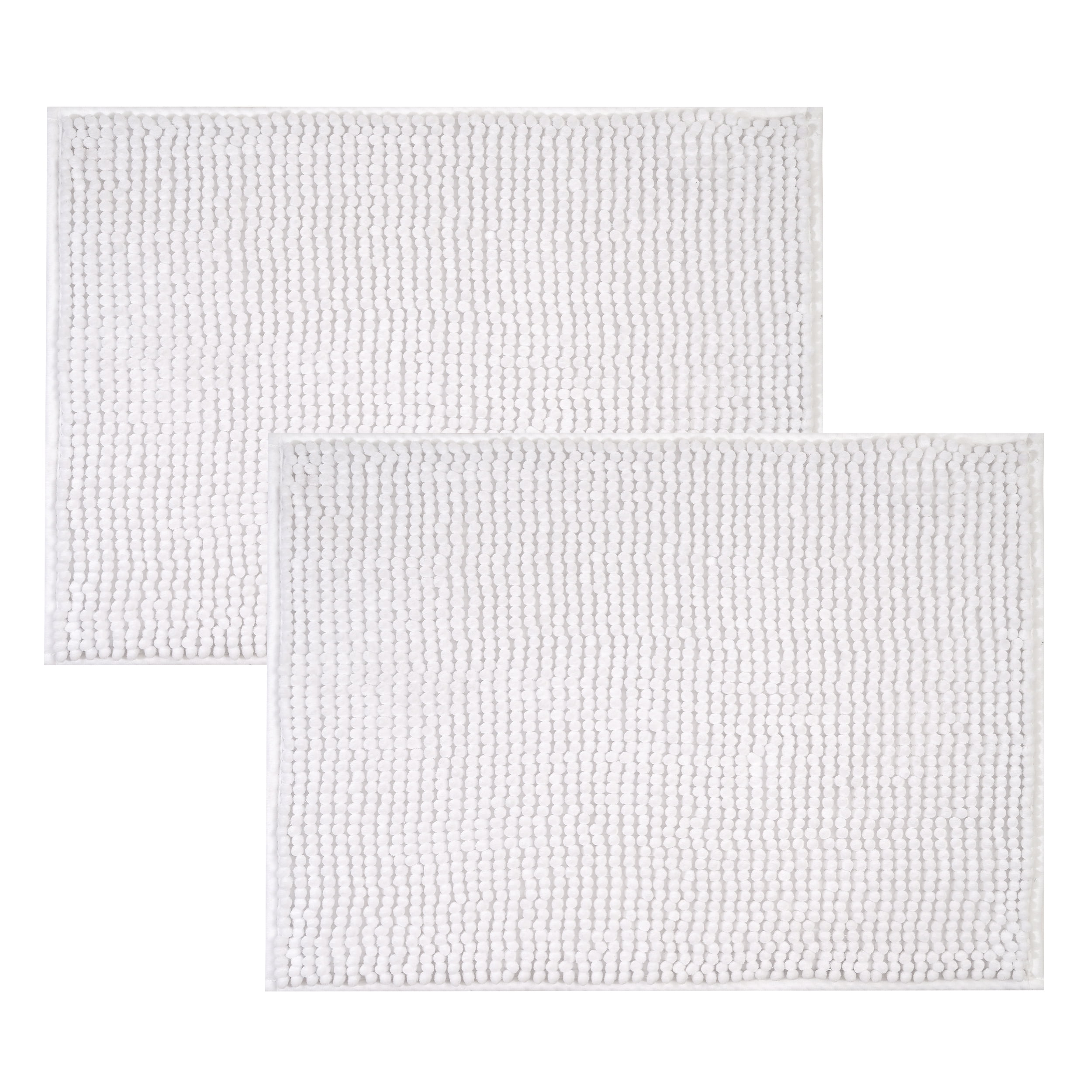 Mainstays White 2Piece Chenille Noodle Bath Rug Set 17"x24"