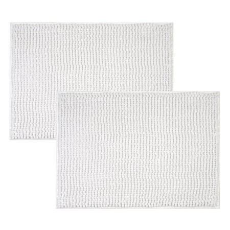 Mainstays White 2-Piece Chenille Noodle Bath Rug Set 17"x24"