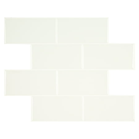 Mainstays White 3 in. x 6 in. Subway Peel & Stick Mosaic Wall Tile (2.76 Sqft / Pack)
