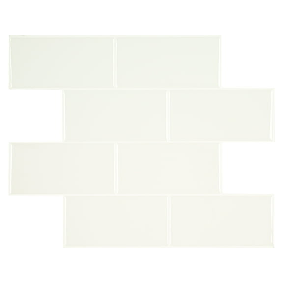 Mainstays White 3 in. x 6 in. Subway Peel & Stick Mosaic Wall Tile (2.76 Sqft / pack)
