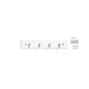 Mainstays White Key Rail, 8.75 in Wide, 4 Satin Nickel Hooks, 2 lb Capacity