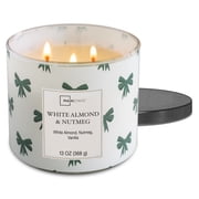 Mainstays White Almond & Nutmeg 3 Wick Wrap Candle, 13 oz.