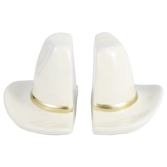 Mainstays White Ceramic Tabletop Cowboy Hat Bookends