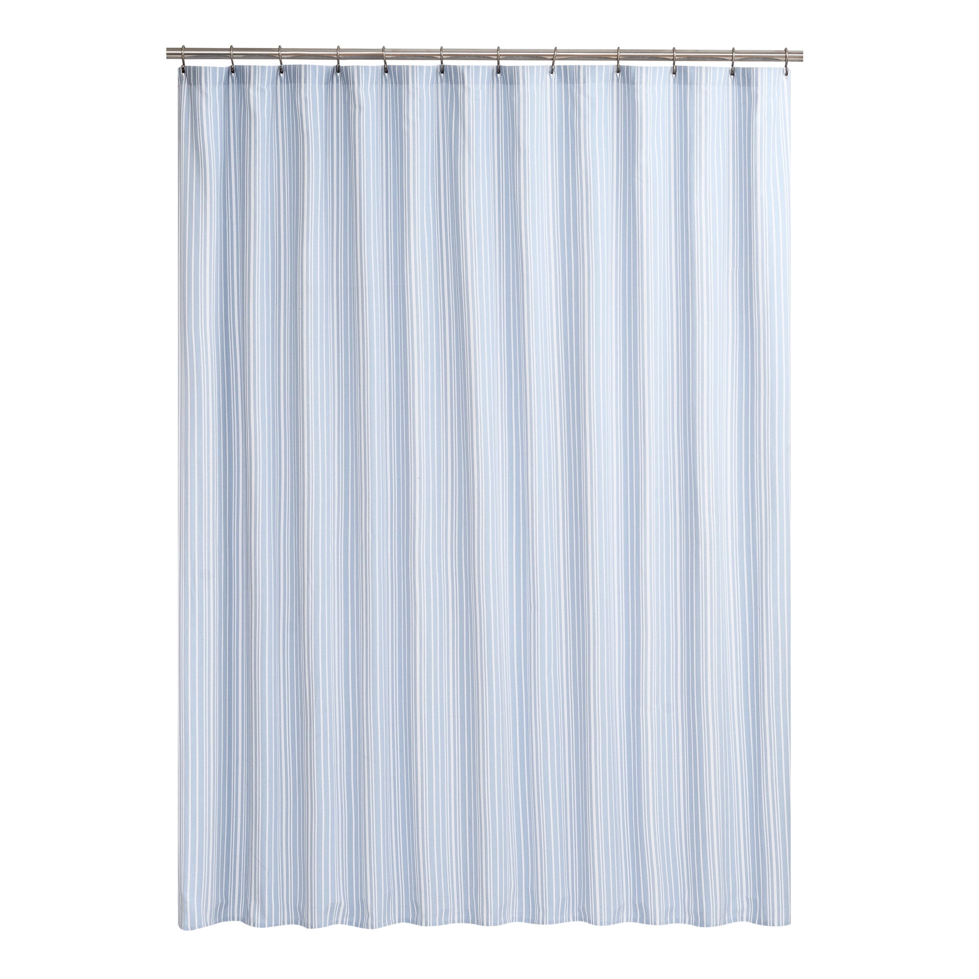 Mainstays White & Chambray Stripe 72” x 72”Shower Curtain, 1 Count 