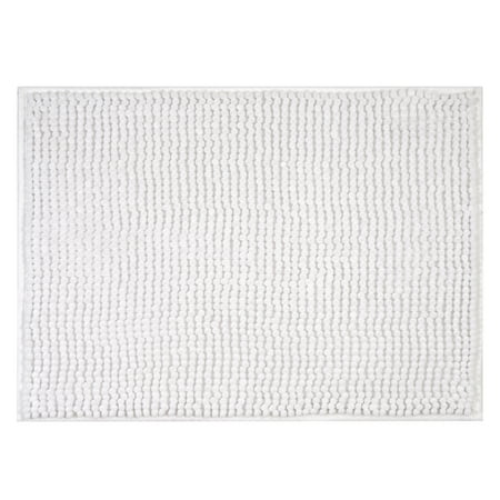 Mainstays White Chenille Noodle Bath Rug,17" x 24", One Piece