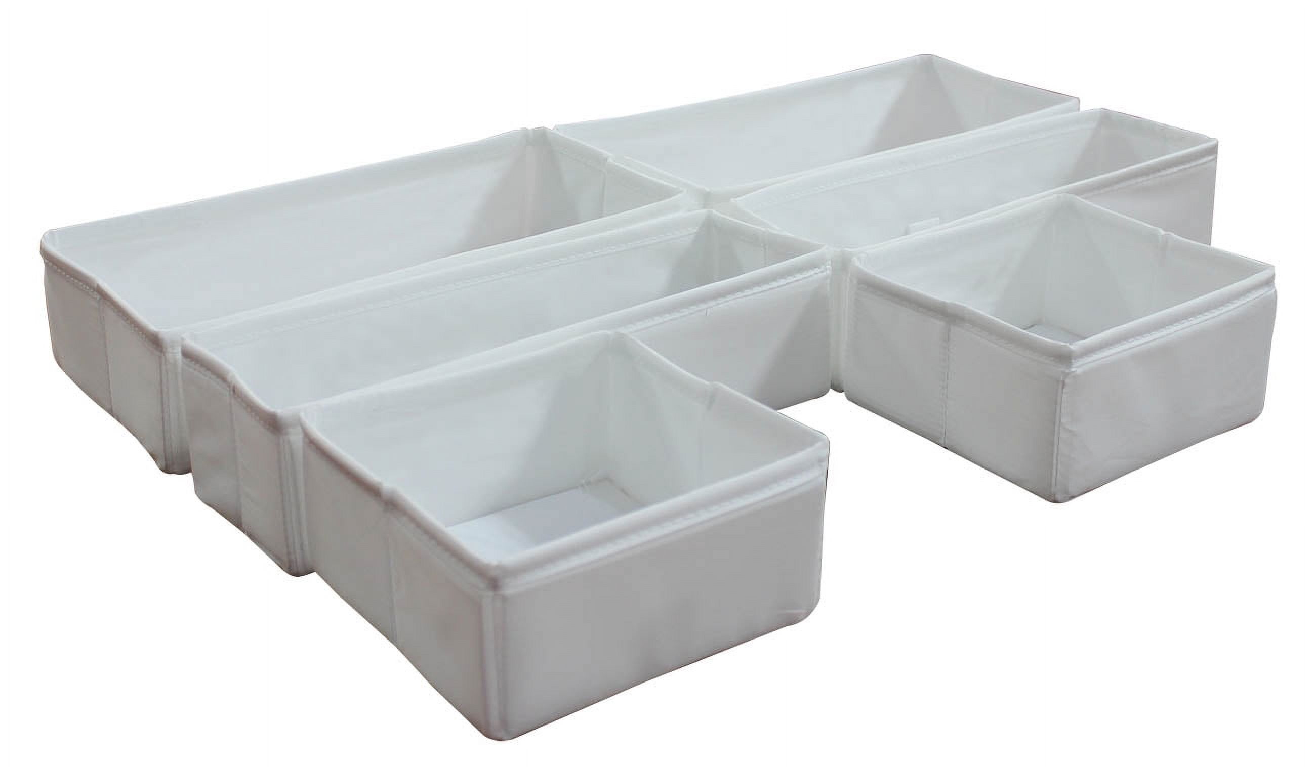 Mainstays White Fabric Drawer Organizer Set, 6 Total Bins, 3 Sizes - image 1 of 5