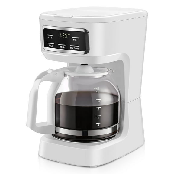 Mainstays Finish 12-Cup Programmable Coffee Maker, White