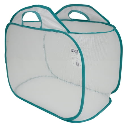 Mainstays White Mesh Pop-up Laundry Basket, Adult, 21" x 13" x 15.5"