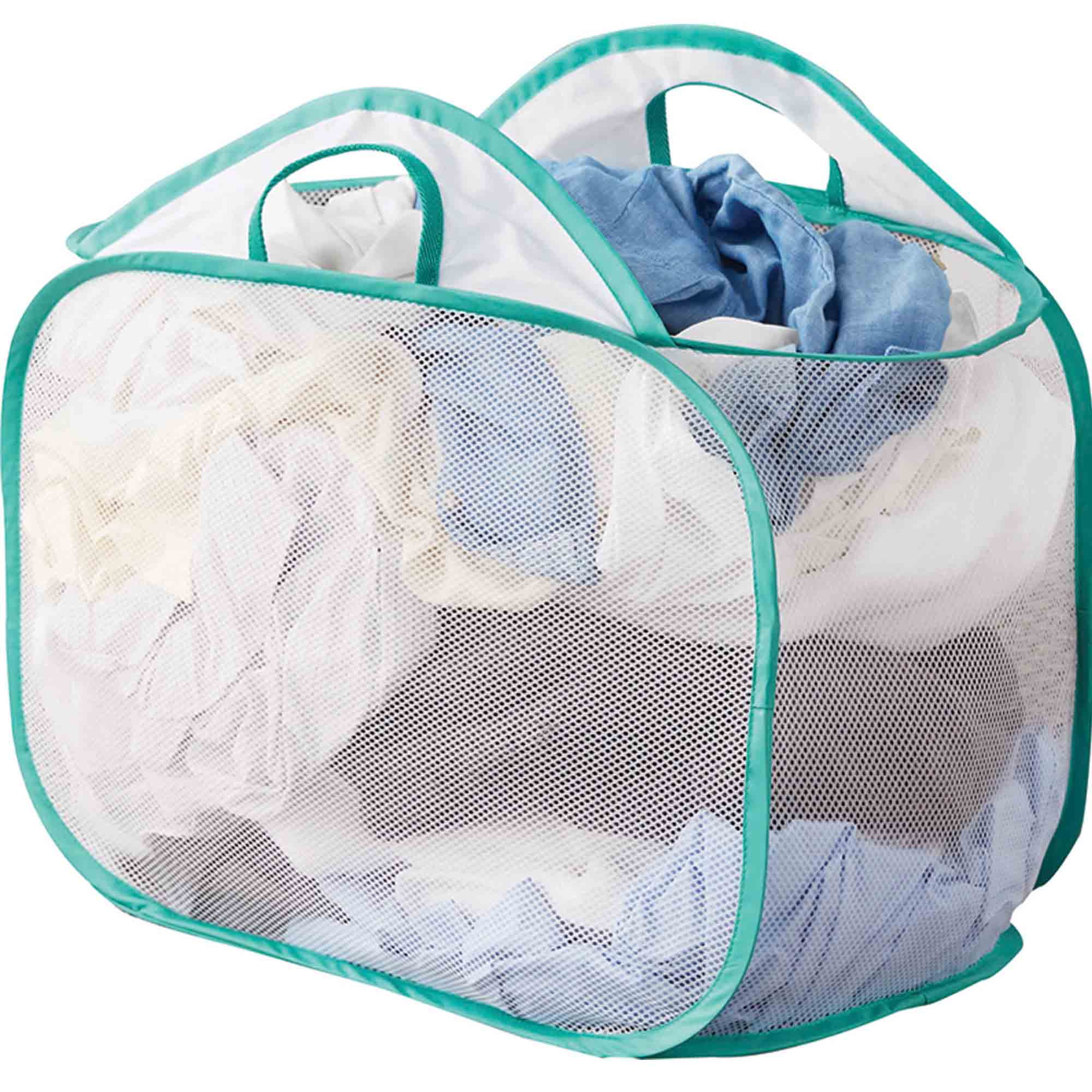 Mainstays Pop-Up Mesh Laundry Basket, White