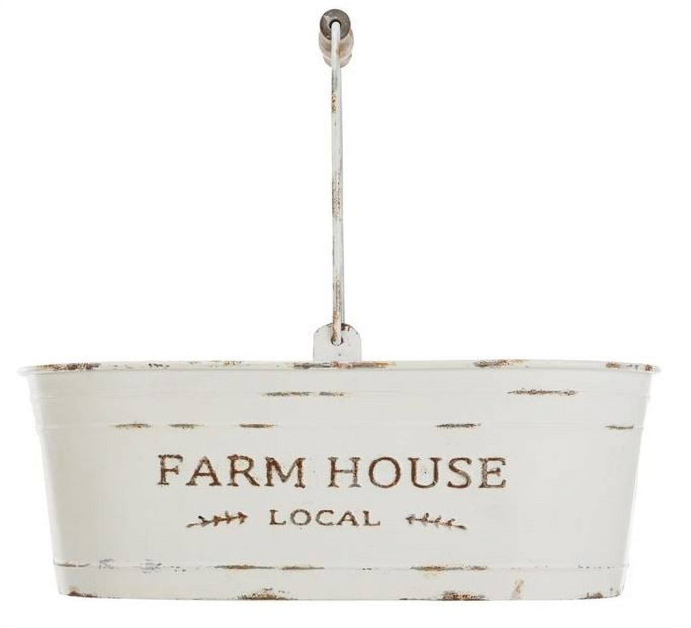 Mainstays Oval Farmhouse Floral Metal Bucket with Handle, 5.25'', White