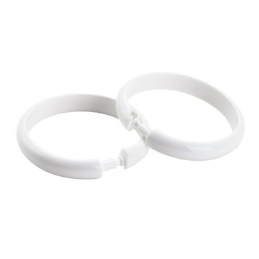 Mainstays White Plastic Durable O-Shaped Shower Curtain Rings, 12 Count