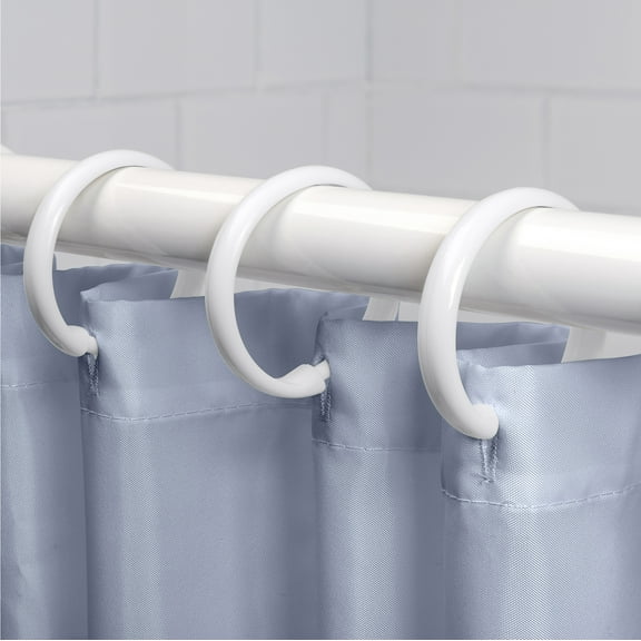 Mainstays White Plastic Durable O-Shaped Shower Curtain Rings, 12 Count