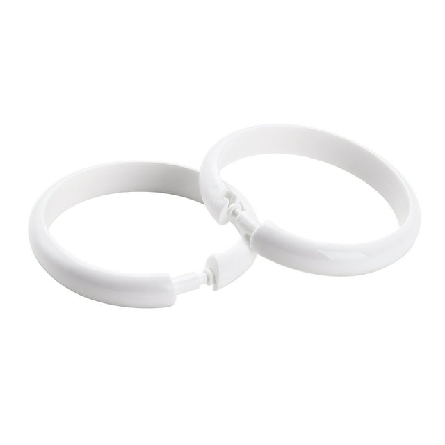 Mainstays White Plastic O Shaped Shower Curtain Rings, 12pcs