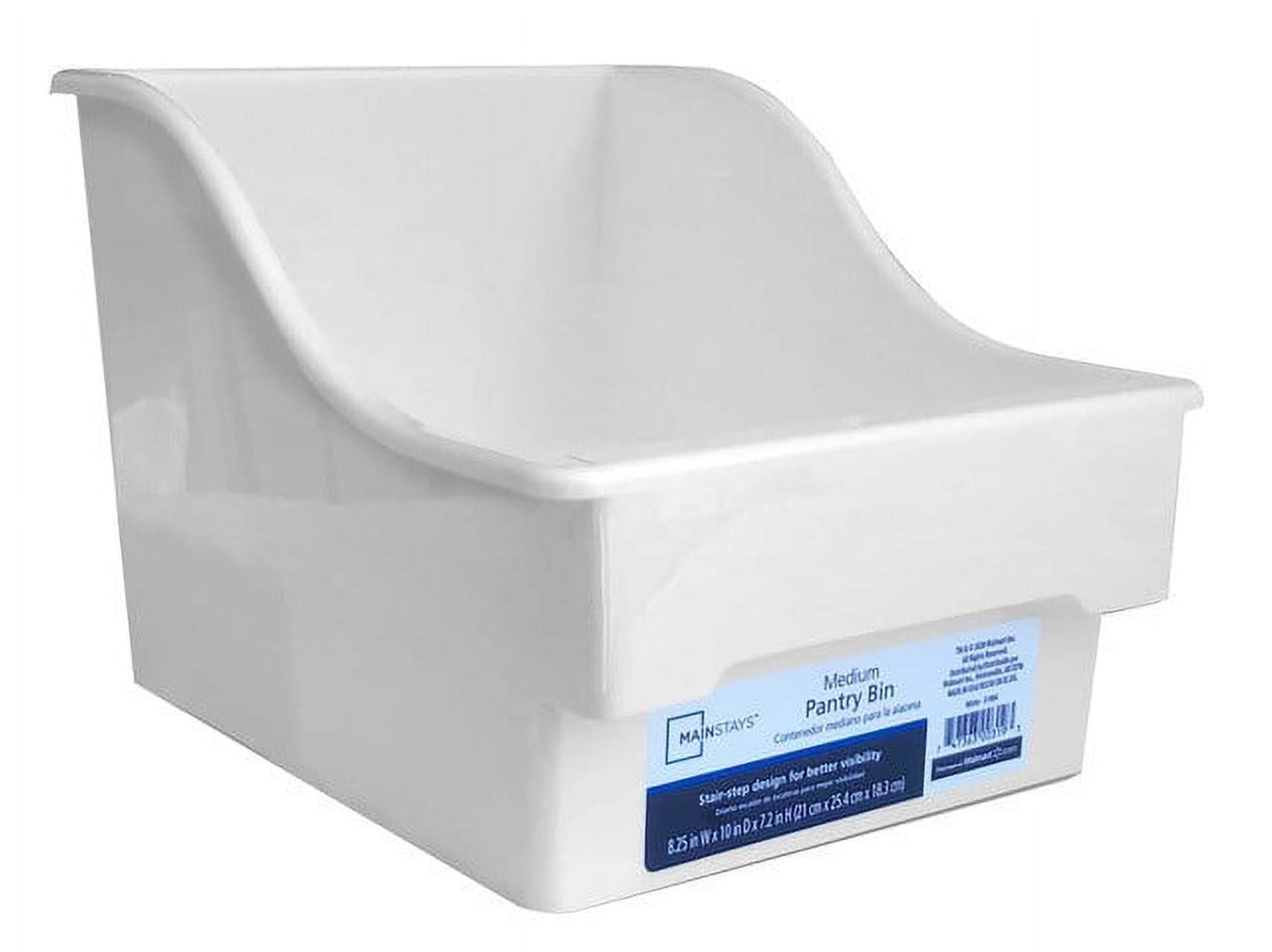 Mainstays White Plastic Pantry Bin, Medium 0.72 oz. (1 Piece)