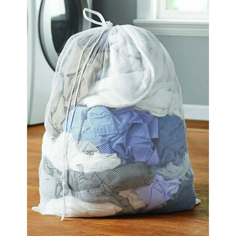 Mainstays White Polyester Mesh Laundry Bag with Drawstring Closure, 24 x  36