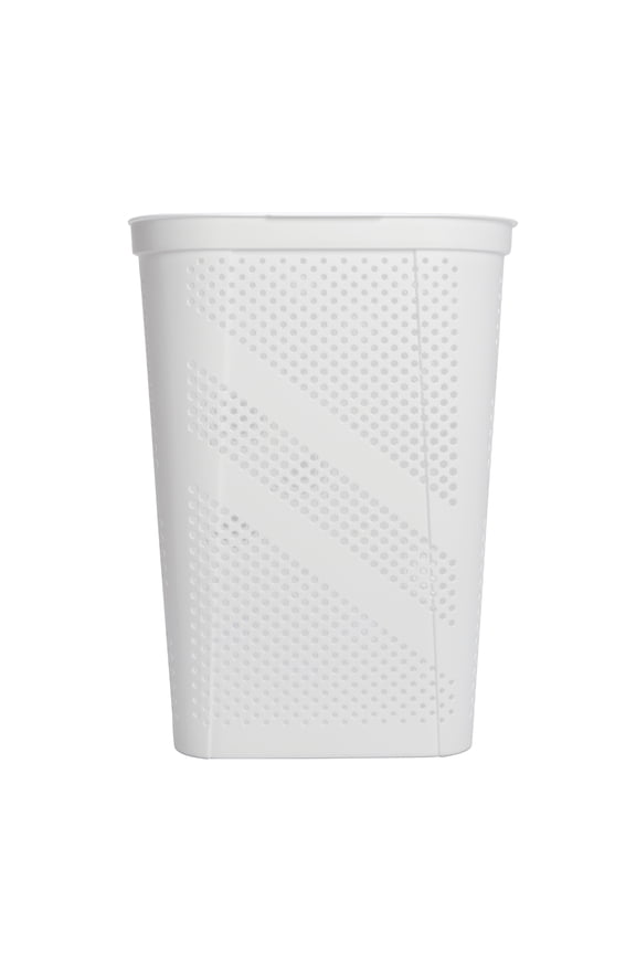 24" Plastic Hinged-Lid Rectangle Laundry Hamper, White, Adult