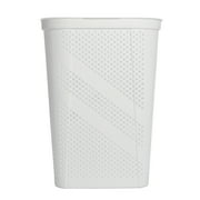 Mainstays 24 Plastic Hinged-Lid Rectangle Laundry Hamper, White, Adult