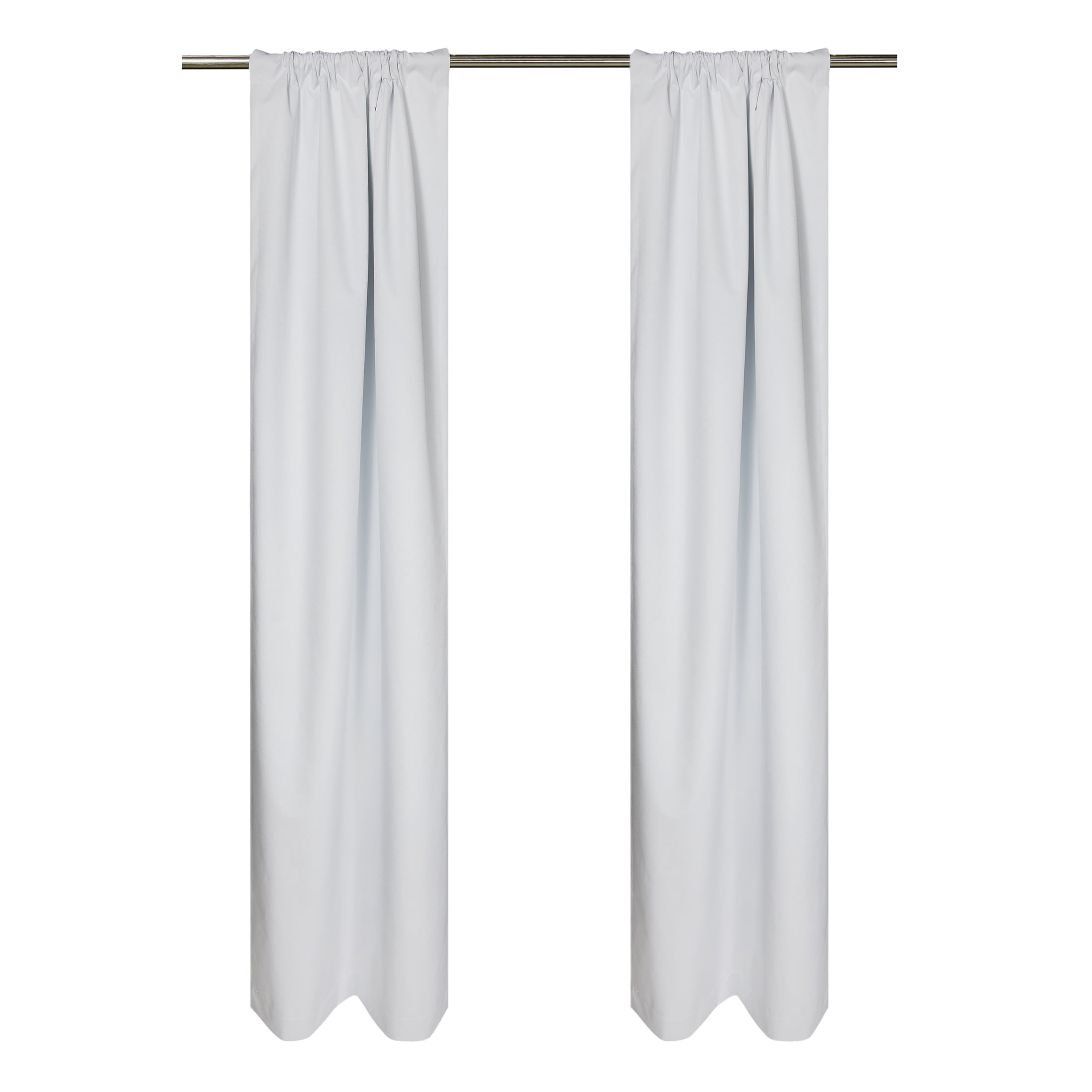 Mainstays White Solid Blackout Rod Pocket with Back Tabs Curtain Panel Pair, Set of 2, 30" W x 63" L