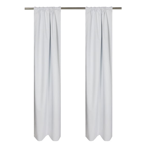 Mainstays White Solid Blackout Rod Pocket with Back Tabs Curtain Panel Pair, Set of 2, 30" W x 63" L