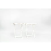 Mainstays Modern Indoor Folding Tray Table Set of 2, White Finish, Solid Rubberwood, 19 x 14.5 x 26 Inches
