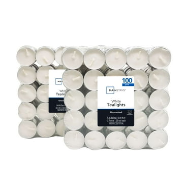 Mainstays White Unscented Indoor/Outdoor Tealight Candles, 100 Count