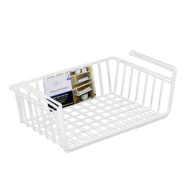 Hanging Under Cabinet Shelf Basket (4 Pack) - HR014, White-4 Packs