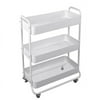 Mainstays Wide 3 Tier Metal Utility Cart, White, Metal Laundry Baskets, Adult and Child Easy Rolling