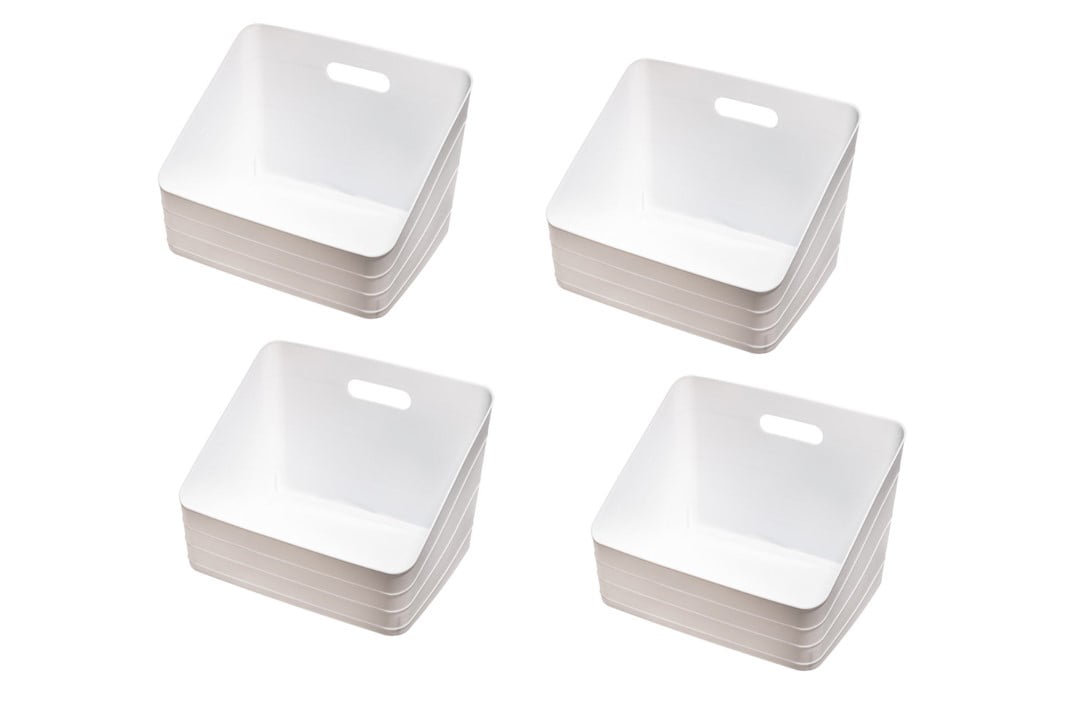 White Polypropylene Open Top Pantry Organizer Bin Set