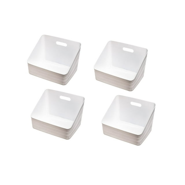 Mainstays Wide Flex Closet Shelf Storage Bin, Arctic White, Case Pack 4