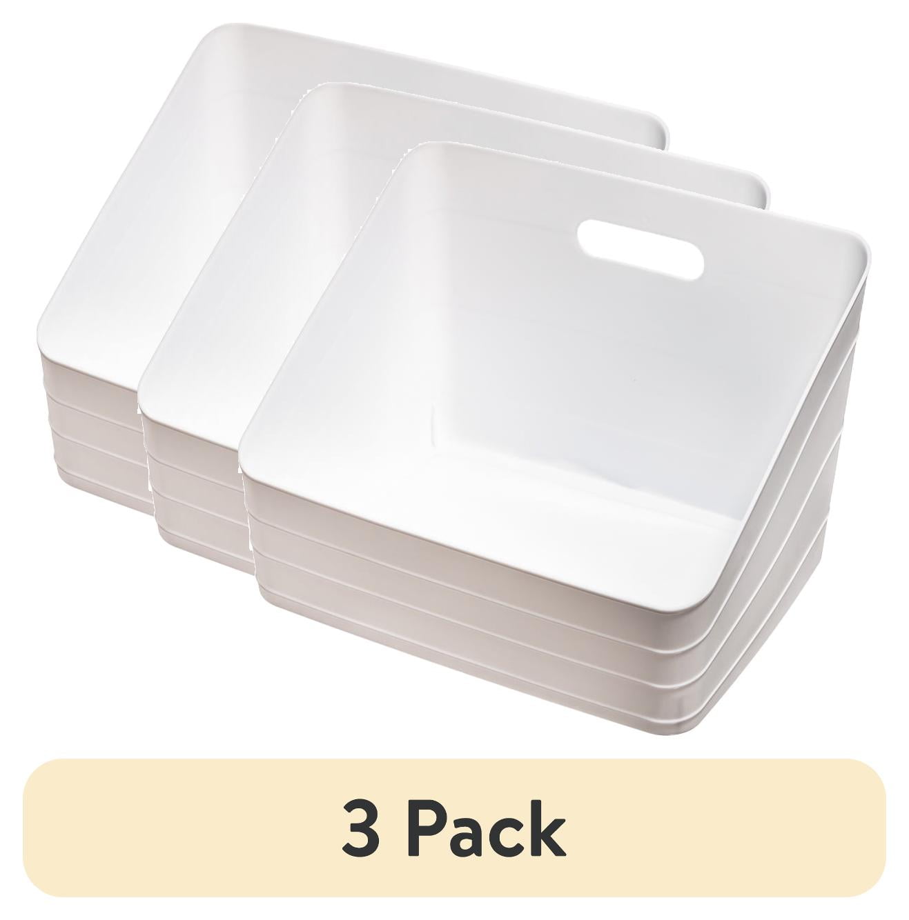 (3 pack) Mainstays Wide Flex Closet Shelf Storage Bin, Arctic White