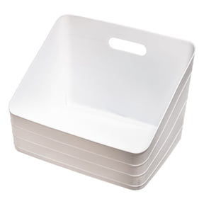 Mainstays Wide Slanted Flexible Closet Organizer Bin with Handle, Arctic White Plastic, 5.5 Gal