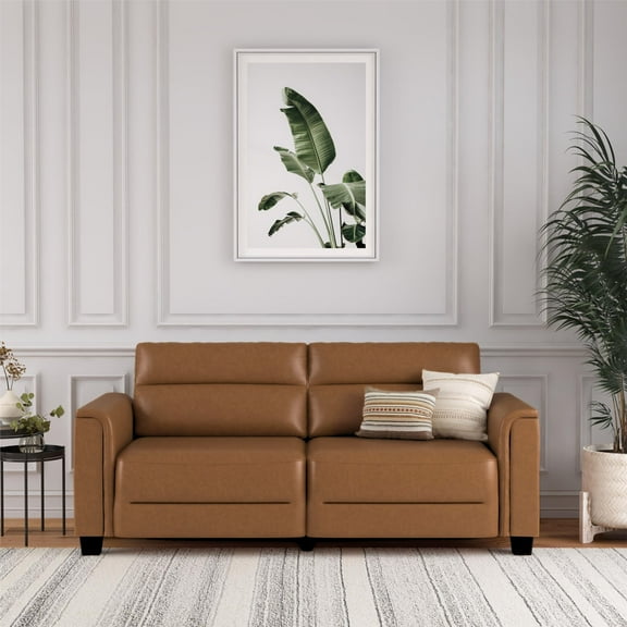 Mainstays Williamson 75.5" Sofa, Brown Faux Leather